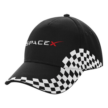 Space X, Adult Ultimate BLACK RACING Cap, (100% COTTON DRILL, ADULT, UNISEX, ONE SIZE)