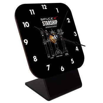 Space X, Quartz Wooden table clock with hands (10cm)