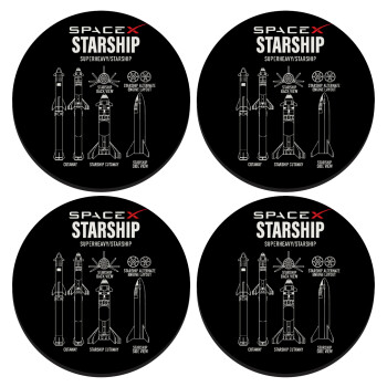 Space X, SET of 4 round wooden coasters (9cm)