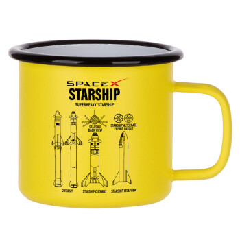 Space X, Metallic enamel MATT Yellow cup 360ml