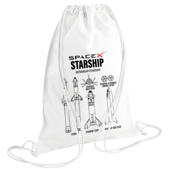 Space X, Backpack pouch GYMBAG white (28x40cm)