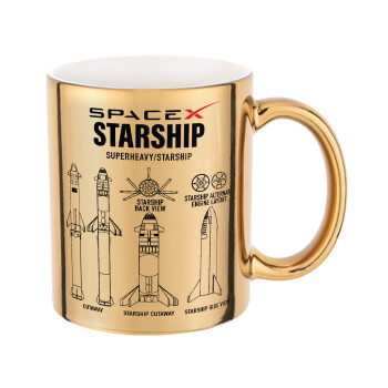 Space X, Mug ceramic, gold mirror, 330ml