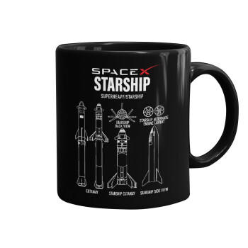 Space X, Mug black, ceramic, 330ml