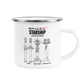 Space X, Metallic enamel cup white 360ml