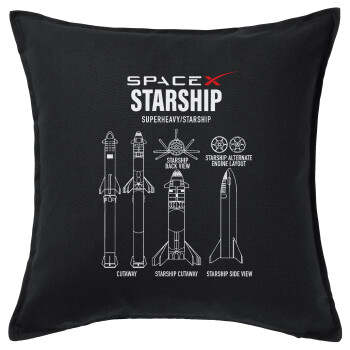 Space X, Sofa cushion black 50x50cm includes filling