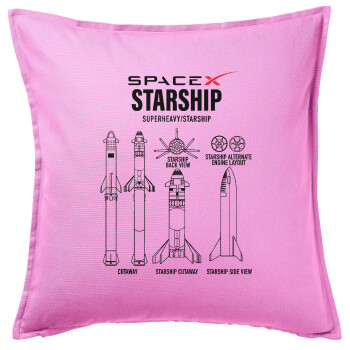 Space X, Sofa cushion Pink 50x50cm includes filling