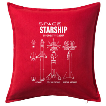 Space X, Sofa cushion RED 50x50cm includes filling