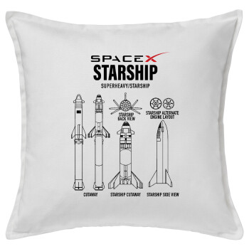 Space X, Sofa cushion White 50x50cm includes filling