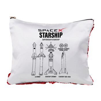 Space X, Red sequin cosmetic bag