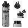 Metallic water bottle with safety cap, 850ml aluminum