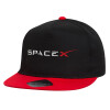 Children's Flat Snapback Hat, Black/Red (100% COTTON, CHILDREN'S, UNISEX, ONE SIZE)