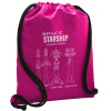 Backpack pouch GYMBAG Fuchsia, with pocket (40x48cm) & thick cords