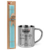 Easter Set, metallic thermal cup (300ml) & aromatic flat Easter candle (30cm) (TURQUOISE)