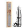 Easter Set, metallic stainless thermos flask (500ml) & scented flat Easter candle (30cm) (GRAY)