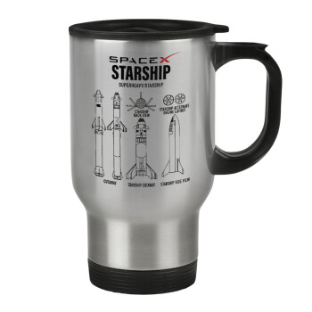 Space X, Stainless steel travel mug with lid, double wall 450ml