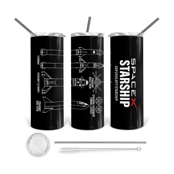 Space X, 360 Eco friendly stainless steel tumbler 600ml, with metal straw & cleaning brush