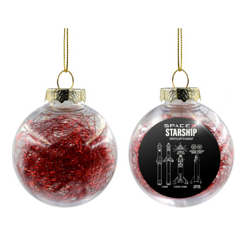 Space X, Transparent Christmas tree ball ornament with red filling 8cm