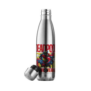 Superhero Deadpool Wolverine, Μεταλλικό παγούρι θερμός Inox (Stainless steel), διπλού τοιχώματος, 500ml