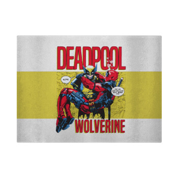 Superhero Deadpool Wolverine, Επιφάνεια κοπής γυάλινη (38x28cm)