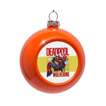 Superhero Deadpool Wolverine, Orange Christmas tree ornament bauble 8cm