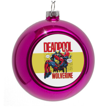 Superhero Deadpool Wolverine, Purple Christmas tree ornament bauble 8cm