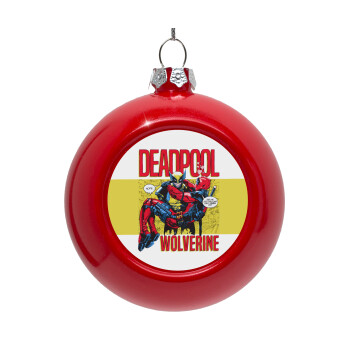 Superhero Deadpool Wolverine, Red Christmas tree ornament bauble 8cm