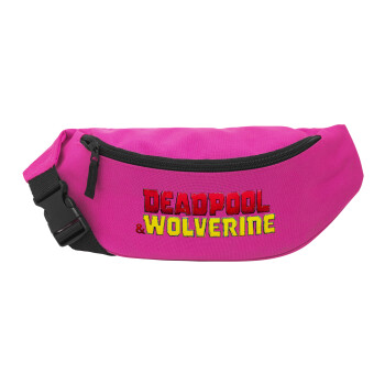 Superhero Deadpool Wolverine, Unisex τσαντάκι μέσης (μπανάνα) χρώματος ΡΟΖ με 2 τσέπες