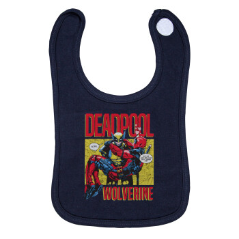 Superhero Deadpool Wolverine, Σαλιάρα με Σκρατς 100% Organic Cotton Μπλε (0-18 months)