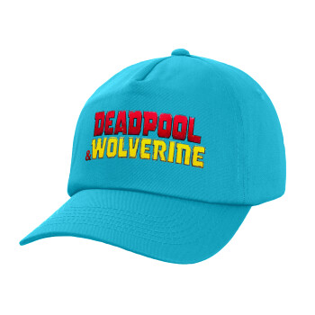 Superhero Deadpool Wolverine, Children's Baseball Cap, 100% Cotton Twill, Blue (COTTON, CHILDREN, UNISEX, ONE SIZE)