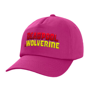 Superhero Deadpool Wolverine, Children's Baseball Cap, 100% Cotton Twill, Fuchsia (COTTON, CHILDREN'S, UNISEX, ONE SIZE)