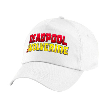 Superhero Deadpool Wolverine, Children's Baseball Cap, 100% Cotton Twill, White (COTTON, CHILDREN'S, UNISEX, ONE SIZE)