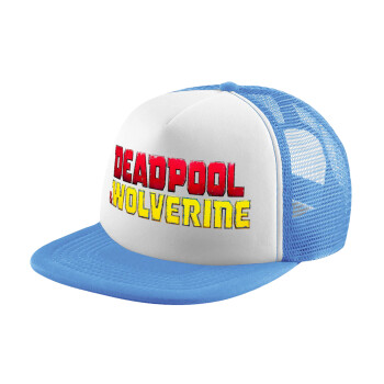 Superhero Deadpool Wolverine, Καπέλο παιδικό Soft Trucker με Δίχτυ ΓΑΛΑΖΙΟ/ΛΕΥΚΟ (POLYESTER, ΠΑΙΔΙΚΟ, ONE SIZE)