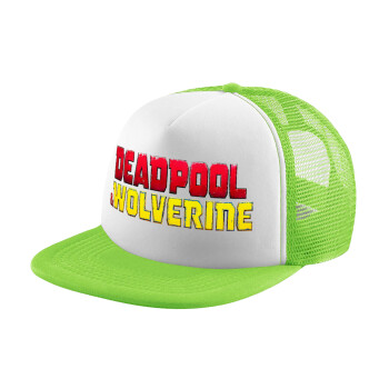 Superhero Deadpool Wolverine, Adult Soft Trucker Hat with Mesh GREEN/WHITE (POLYESTER, ADULT, ONE SIZE)