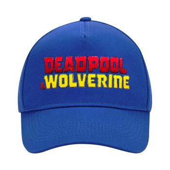 Superhero Deadpool Wolverine, Ultimate Adult Hat BLUE, (100% COTTON DRILL, ADULT, UNISEX, ONE SIZE)