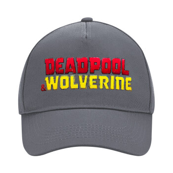 Superhero Deadpool Wolverine, Ultimate Adult Hat Grey, (100% COTTON DRILL, ADULT, UNISEX, ONE SIZE)