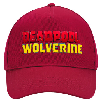 Superhero Deadpool Wolverine, Adult Ultimate Hat RED, (100% COTTON DRILL, ADULT, UNISEX, ONE SIZE)