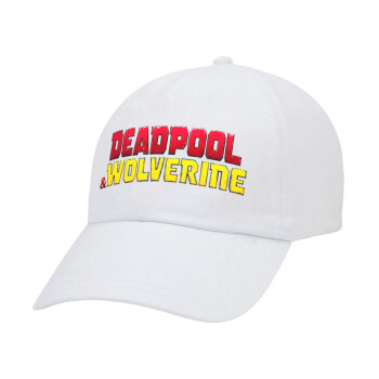 Superhero Deadpool Wolverine, Καπέλο Ενηλίκων Baseball Λευκό 5-φύλλο (POLYESTER, ΕΝΗΛΙΚΩΝ, UNISEX, ONE SIZE)