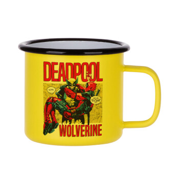 Superhero Deadpool Wolverine, Κούπα Μεταλλική εμαγιέ ΜΑΤ Κίτρινη 360ml