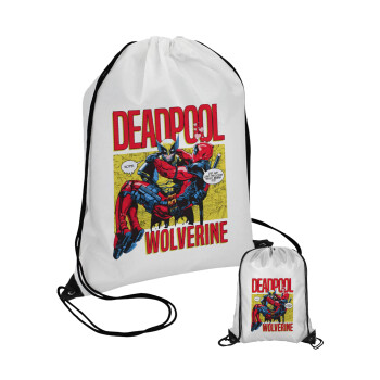 Superhero Deadpool Wolverine, Pouch bag with black cords (1 piece)