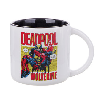 Superhero Deadpool Wolverine, Κούπα κεραμική 400ml Λευκή/Μαύρη