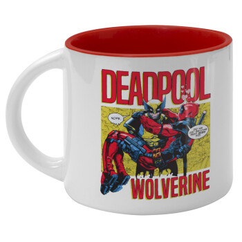 Superhero Deadpool Wolverine, Κούπα κεραμική 400ml Λευκή/Κόκκινη