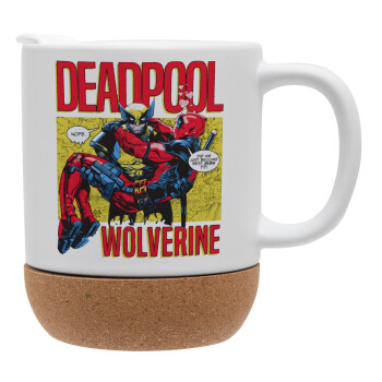 Superhero Deadpool Wolverine, Κούπα, κεραμική με βάση φελού και καπάκι (ΜΑΤ), 330ml (1 τεμάχιο)