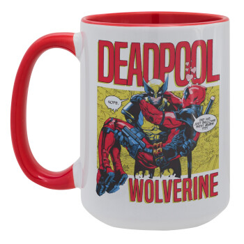 Superhero Deadpool Wolverine, Κούπα Mega 15oz, κεραμική Κόκκινη, 450ml