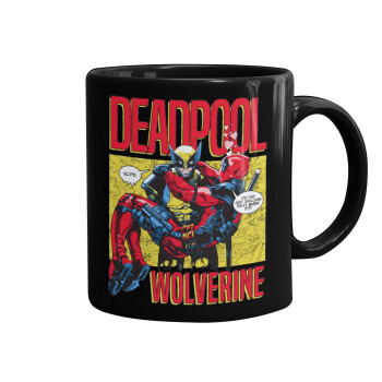 Superhero Deadpool Wolverine, Mug black, ceramic, 330ml