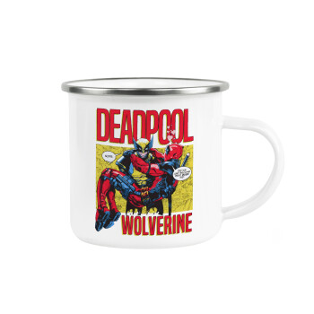 Superhero Deadpool Wolverine, Metallic enamel cup white 360ml