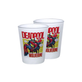 Superhero Deadpool Wolverine, Σφηνοπότηρα γυάλινα 45ml του πάγου (2 τεμάχια)