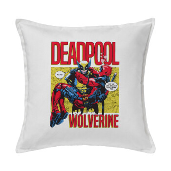 Superhero Deadpool Wolverine, Sofa cushion White 50x50cm includes filling