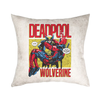 Superhero Deadpool Wolverine, Μαξιλάρι καναπέ Δερματίνη Γκρι 40x40cm με γέμισμα