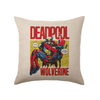 Superhero Deadpool Wolverine, Μαξιλάρι καναπέ ΛΙΝΟ 40x40cm περιέχεται το  γέμισμα