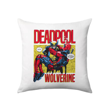 Superhero Deadpool Wolverine, Sofa cushion 40x40cm includes filling